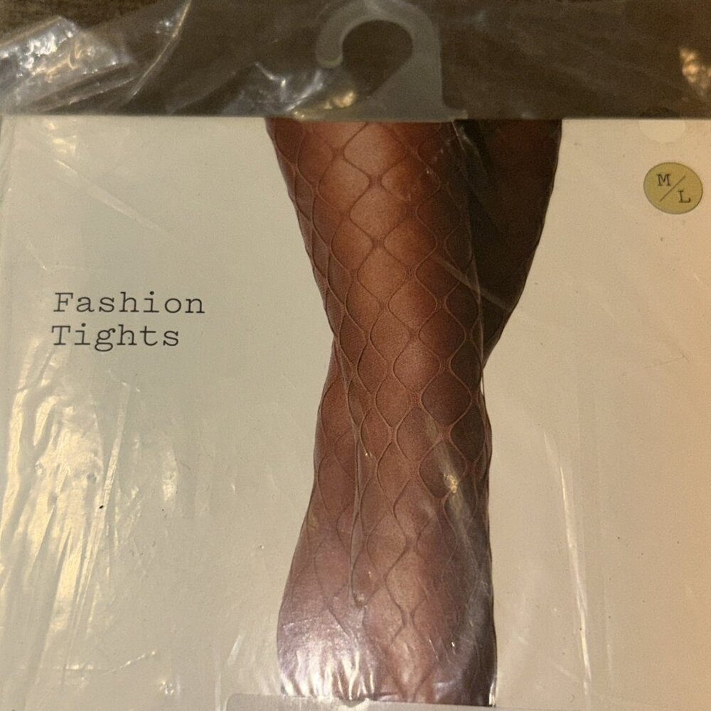 NIP A New Day Cocoa Fishnet Fashion Tights Pantyhose Womens Size M / L - Picture 2 of 5